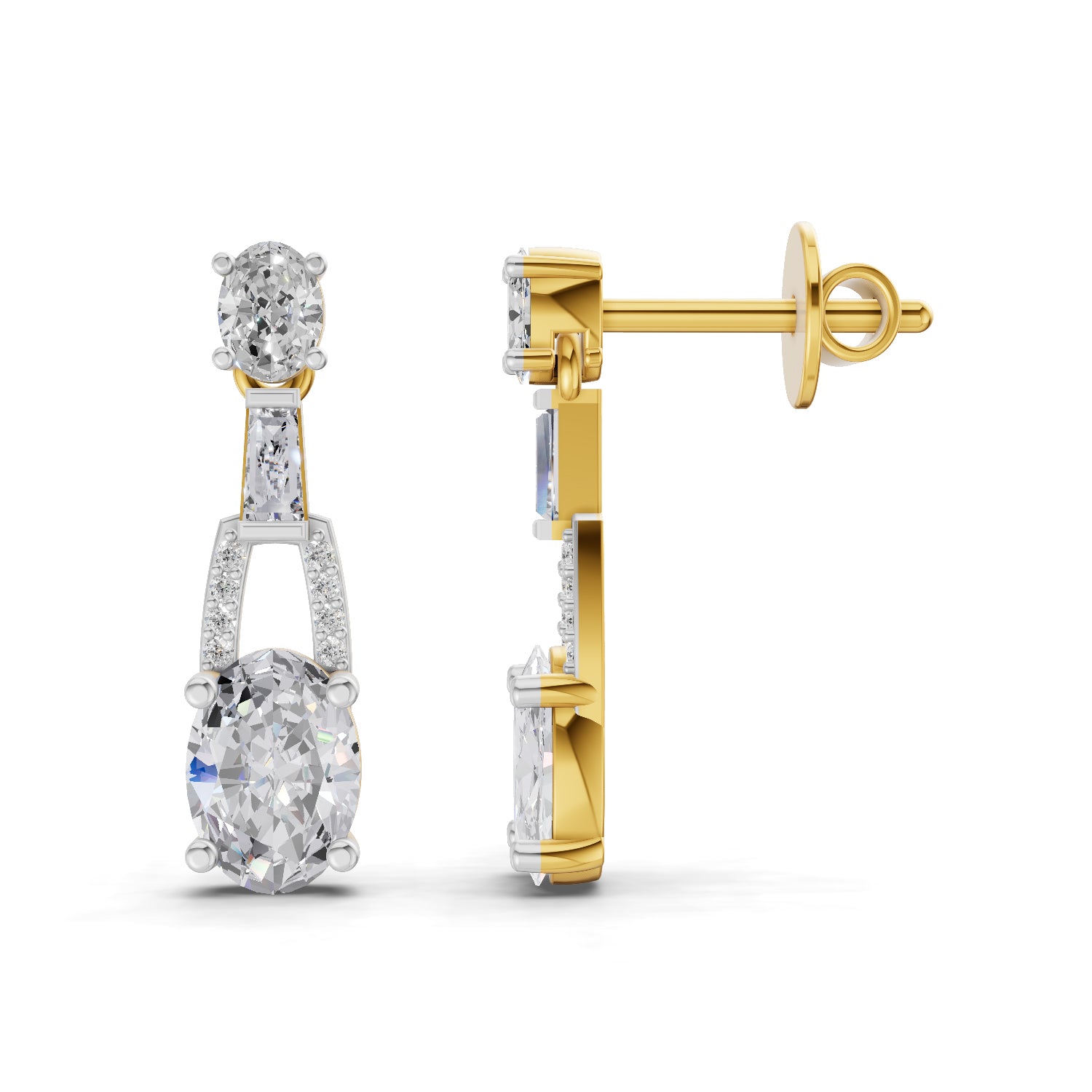 2.4 Carat Oval Shape Dangle Diamond Earrings 14K