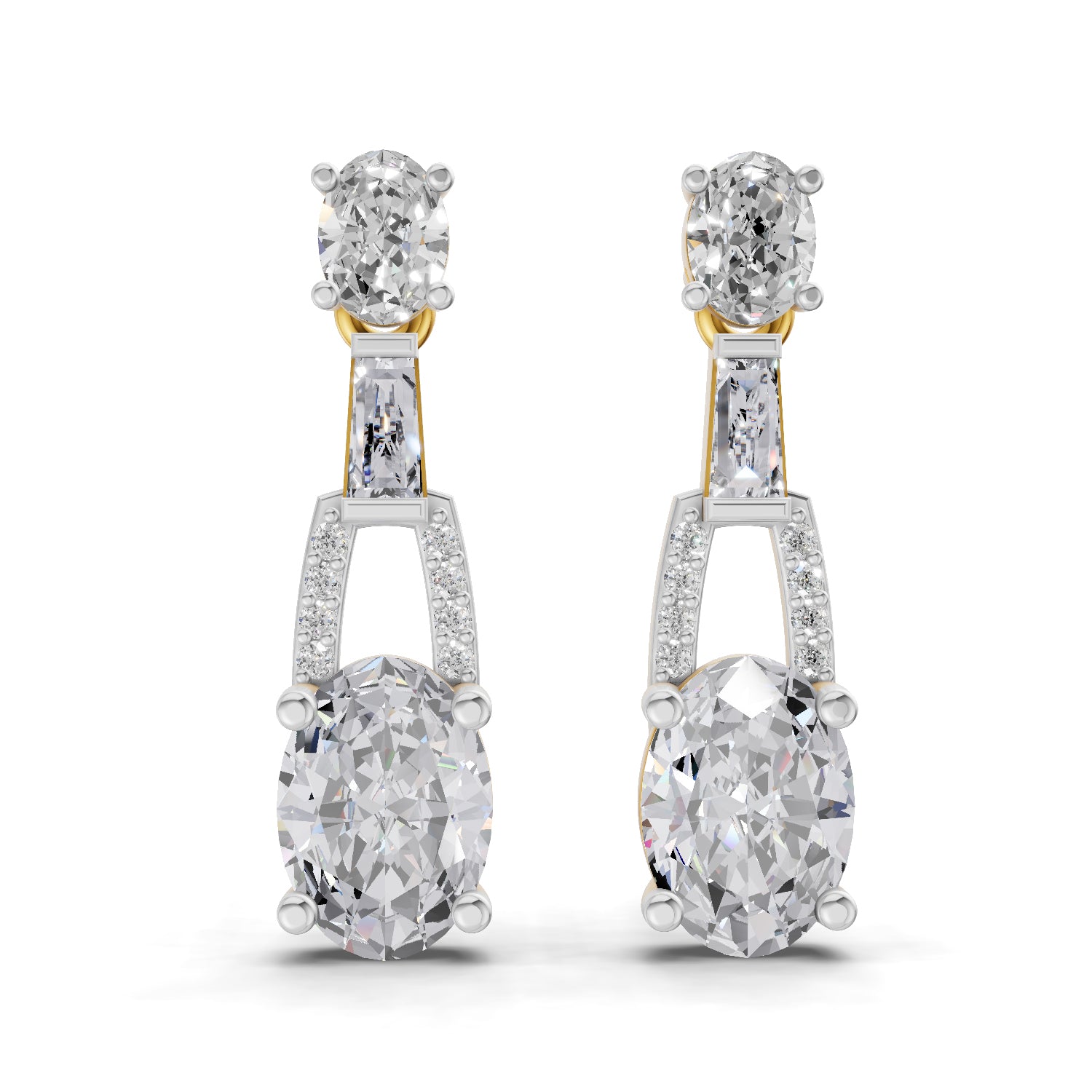2.4 Carat Oval Shape Dangle Diamond Earrings 14K