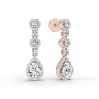 1.67 Carat Pear Shape Dangle Diamond Earrings 14K - Rose Gold