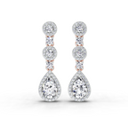 1.67 Carat Pear Shape Dangle Diamond Earrings 14K - Rose Gold