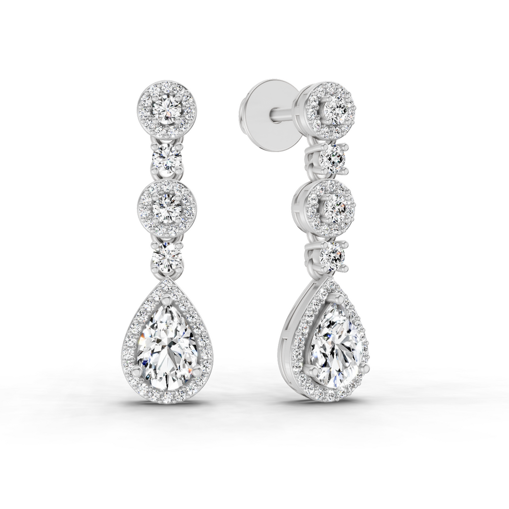 1.67 Carat Pear Shape Dangle Diamond Earrings 14K - White Gold