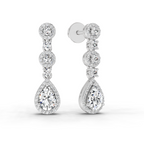 1.67 Carat Pear Shape Dangle Diamond Earrings 14K - White Gold