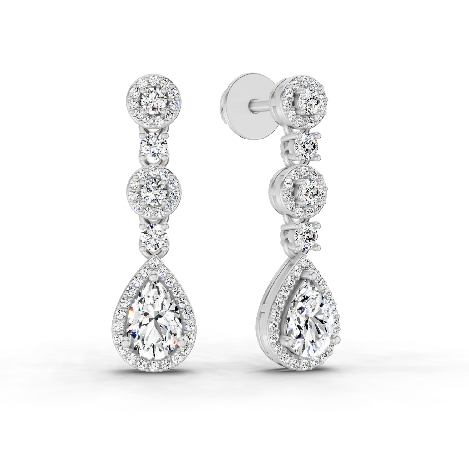 1.67 Carat Pear Shape Dangle Diamond Earrings 14K - White Gold