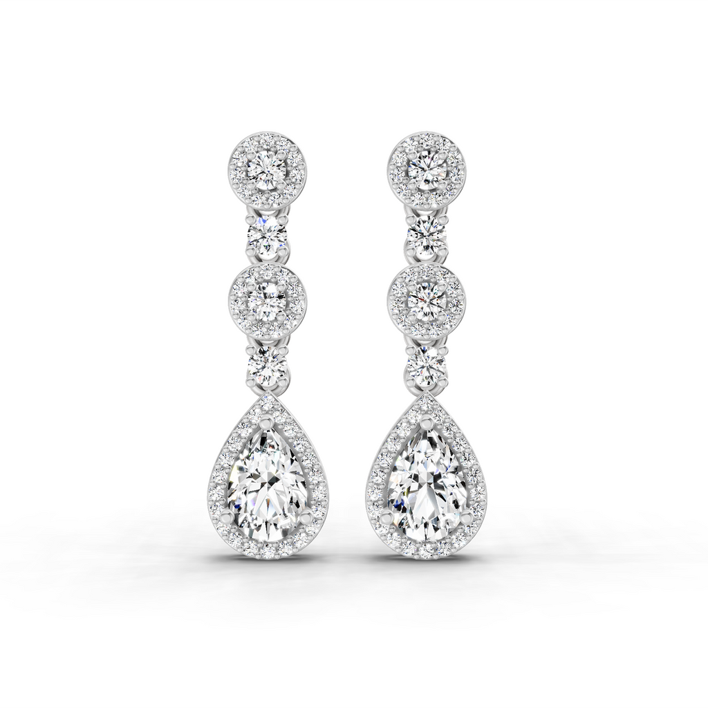 1.67 Carat Pear Shape Dangle Diamond Earrings 14K - White Gold
