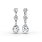 1.67 Carat Pear Shape Dangle Diamond Earrings 14K - White Gold