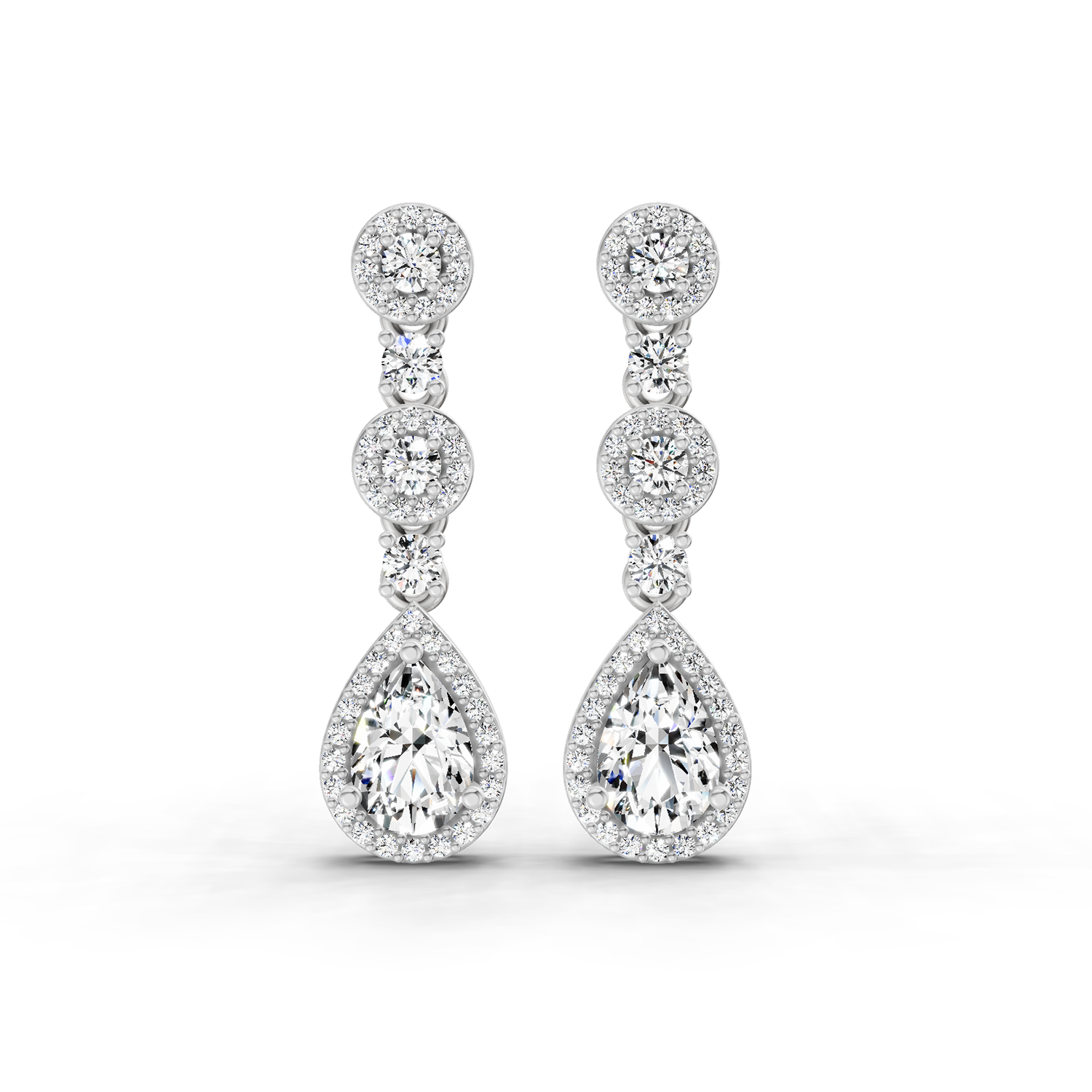 1.67 Carat Pear Shape Dangle Diamond Earrings 14K - White Gold