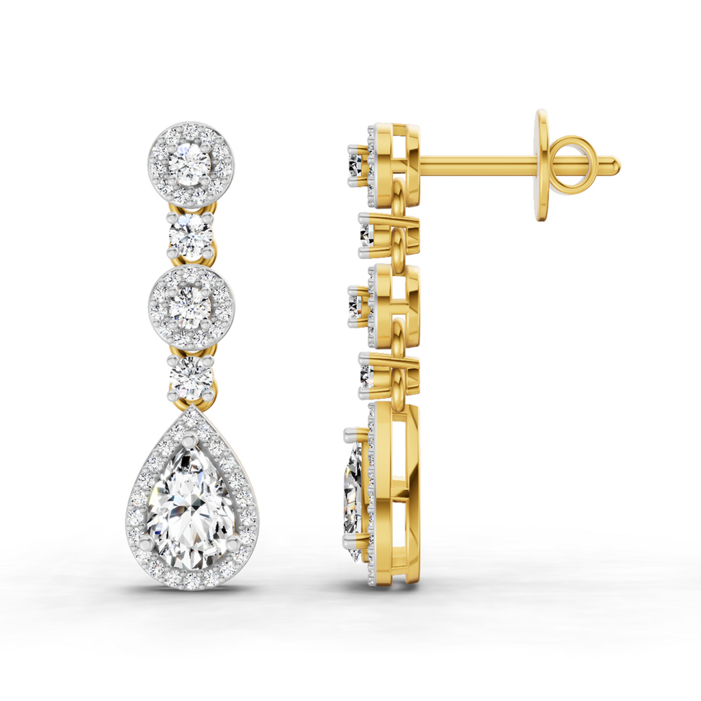 1.67 Carat Pear Shape Dangle Diamond Earrings 14K