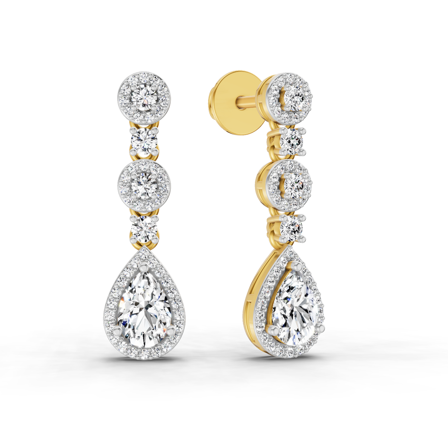 1.67 Carat Pear Shape Dangle Diamond Earrings 14K
