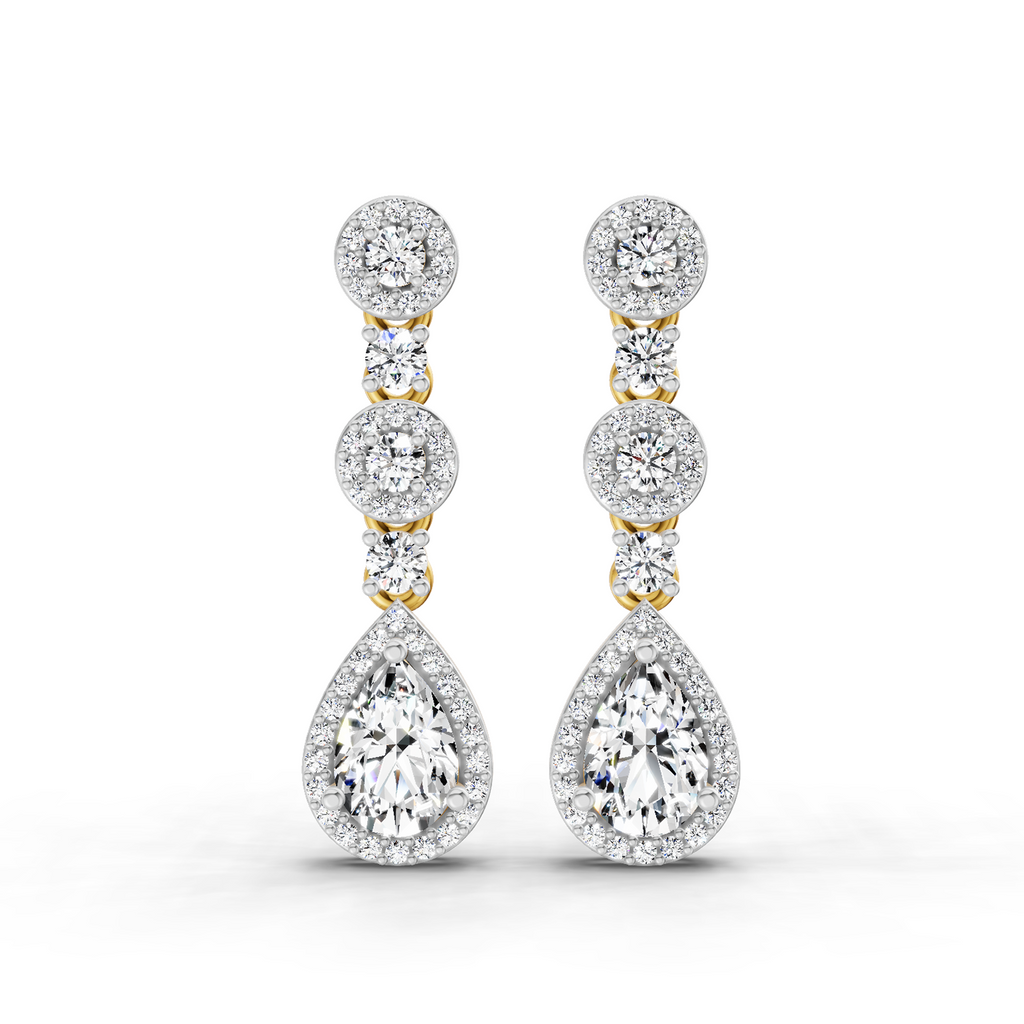 1.67 Carat Pear Shape Dangle Diamond Earrings 14K