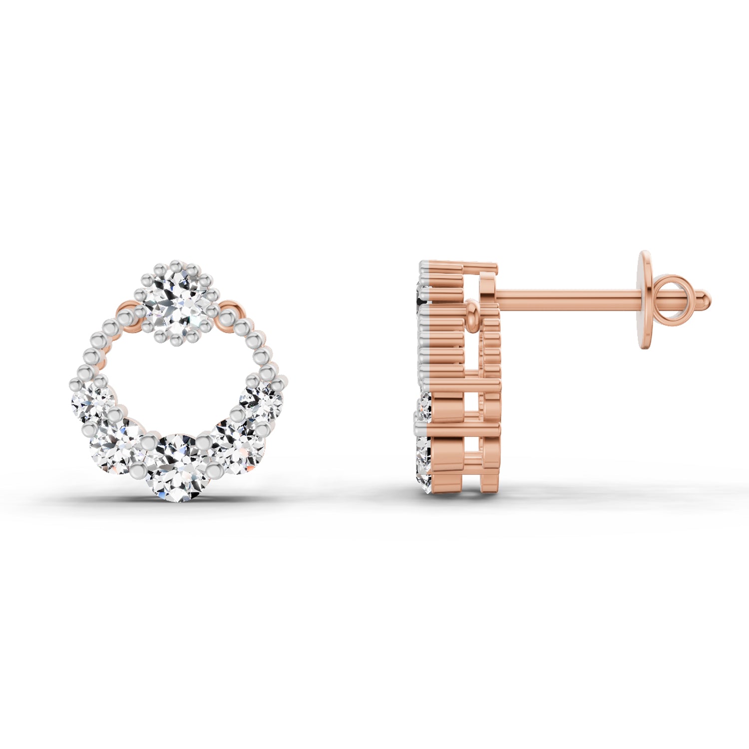 0.69 Carat Diamond Stud Earrings 14K - Rose Gold