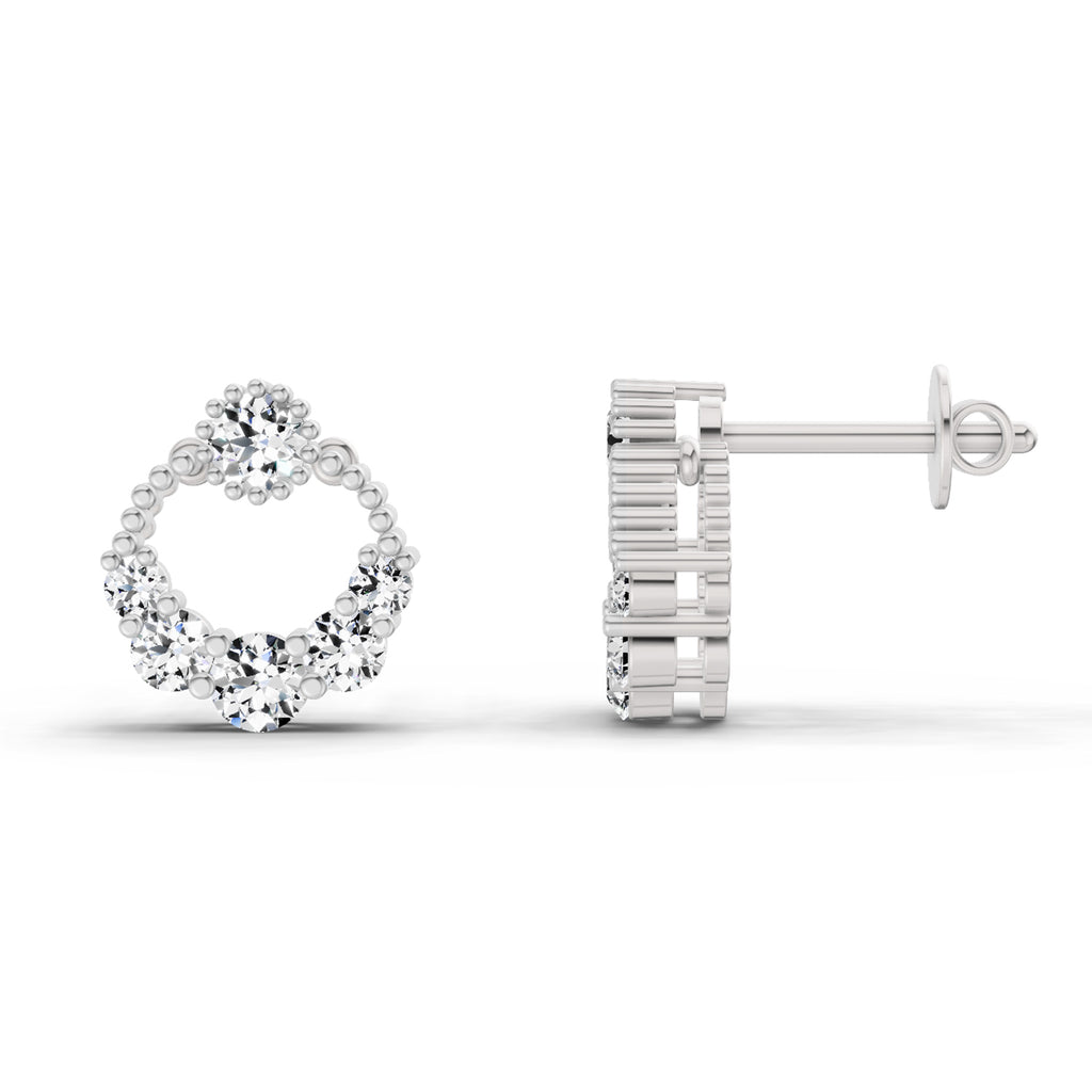 0.69 Carat Diamond Stud Earrings 14K - White Gold