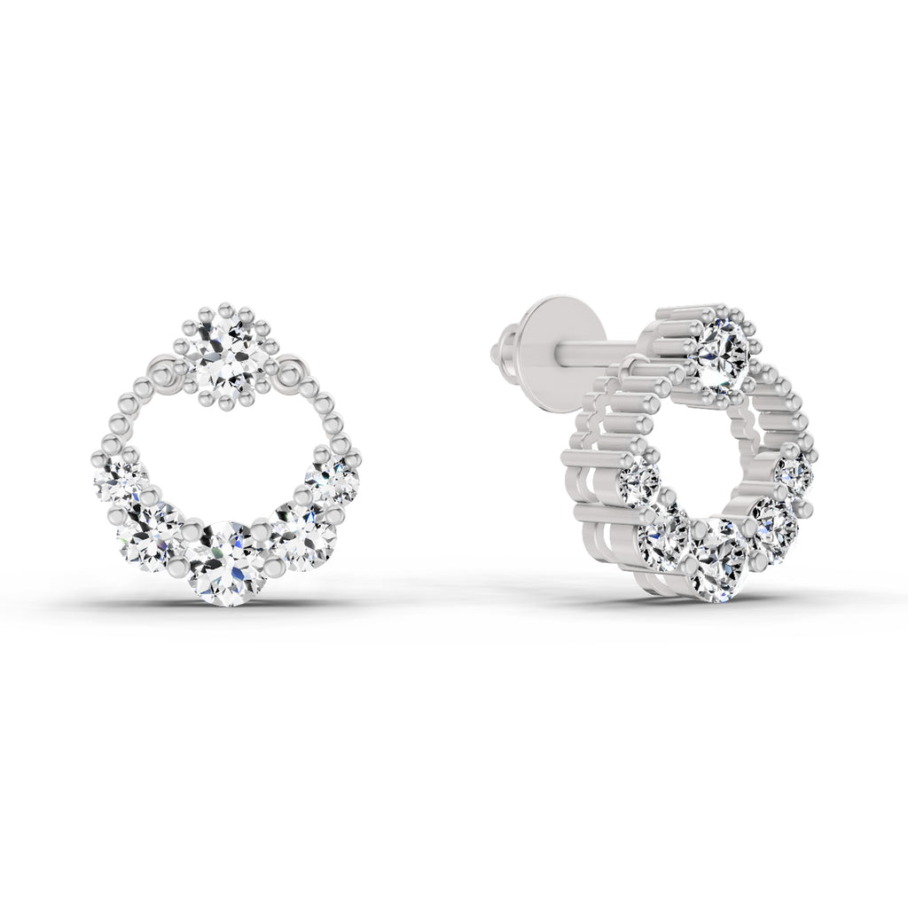 0.69 Carat Diamond Stud Earrings 14K - White Gold