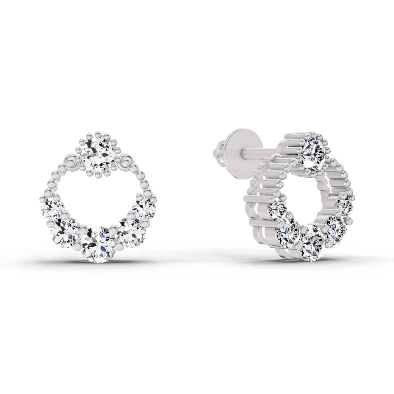 0.69 Carat Diamond Stud Earrings 14K - White Gold