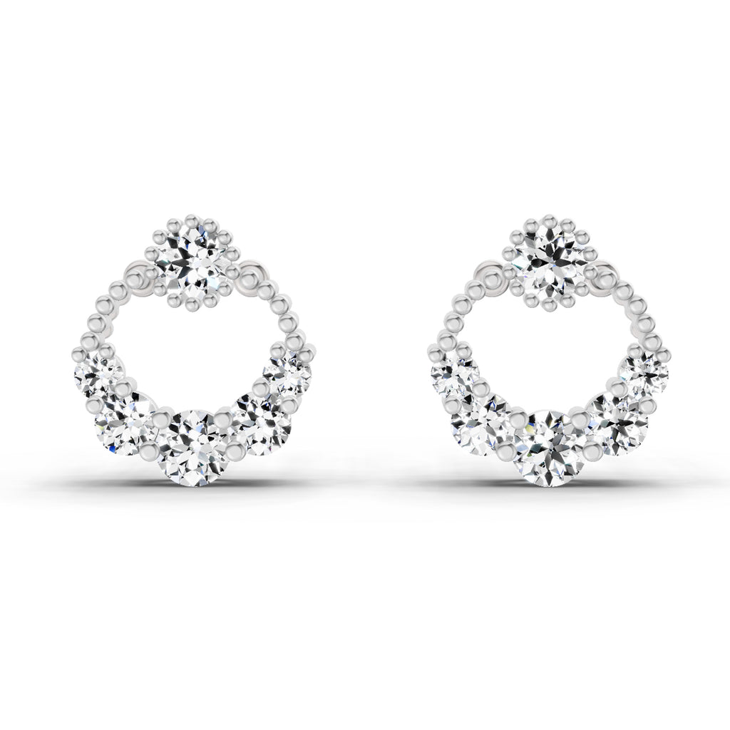 0.69 Carat Diamond Stud Earrings 14K - White Gold