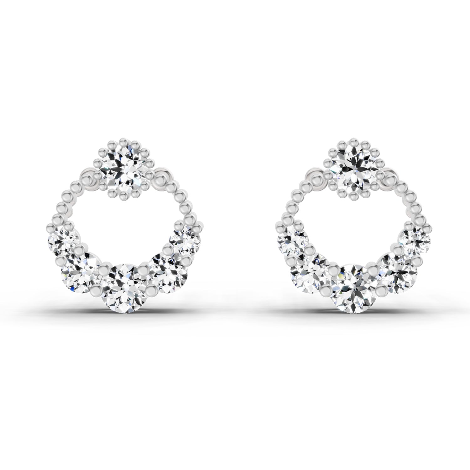 0.69 Carat Diamond Stud Earrings 14K - White Gold