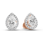 0.86 Carat Pear Halo Stud Earrings 14K - Rose Gold