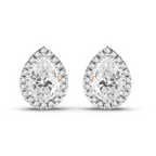 0.86 Carat Pear Halo Stud Earrings 14K - Rose Gold
