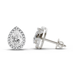 0.86 Carat Pear Halo Stud Earrings 14K - White Gold
