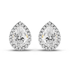 0.86 Carat Pear Halo Stud Earrings 14K