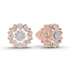 0.37 Carat Round blooming flower Diamond Earrings 14K - Rose Gold