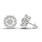 0.37 Carat Round blooming flower Diamond Earrings 14K - White Gold