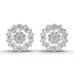 0.37 Carat Round blooming flower Diamond Earrings 14K - White Gold