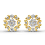 0.37 Carat Round blooming flower Diamond Earrings 14K
