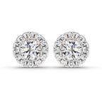 1 Carat Round Halo Stud Earrings 14K - Rose Gold