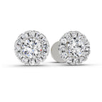 1 Carat Round Halo Stud Earrings 14K - White Gold