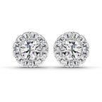 1 Carat Round Halo Stud Earrings 14K - White Gold