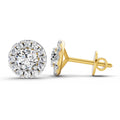1 Carat Round Halo Stud Earrings 14K
