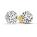 1 Carat Round Halo Stud Earrings 14K