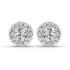 1 Carat Round Halo Stud Earrings 14K
