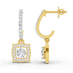 0.99 Carat Round Halo Drop Earrings 14K