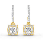 0.99 Carat Round Halo Drop Earrings 14K