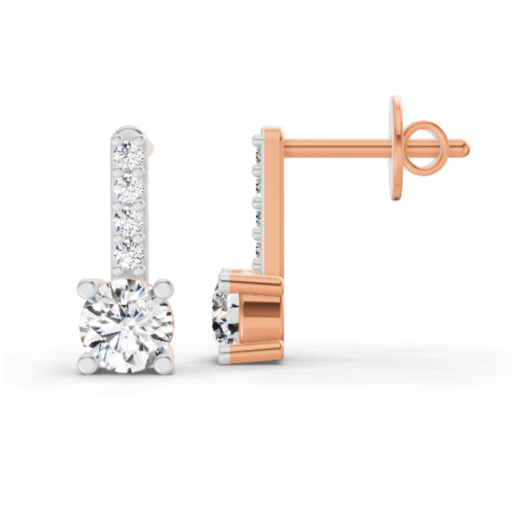0.75 Carat Round Bar Drop Earrings 14K - Rose Gold
