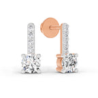 0.75 Carat Round Bar Drop Earrings 14K - Rose Gold