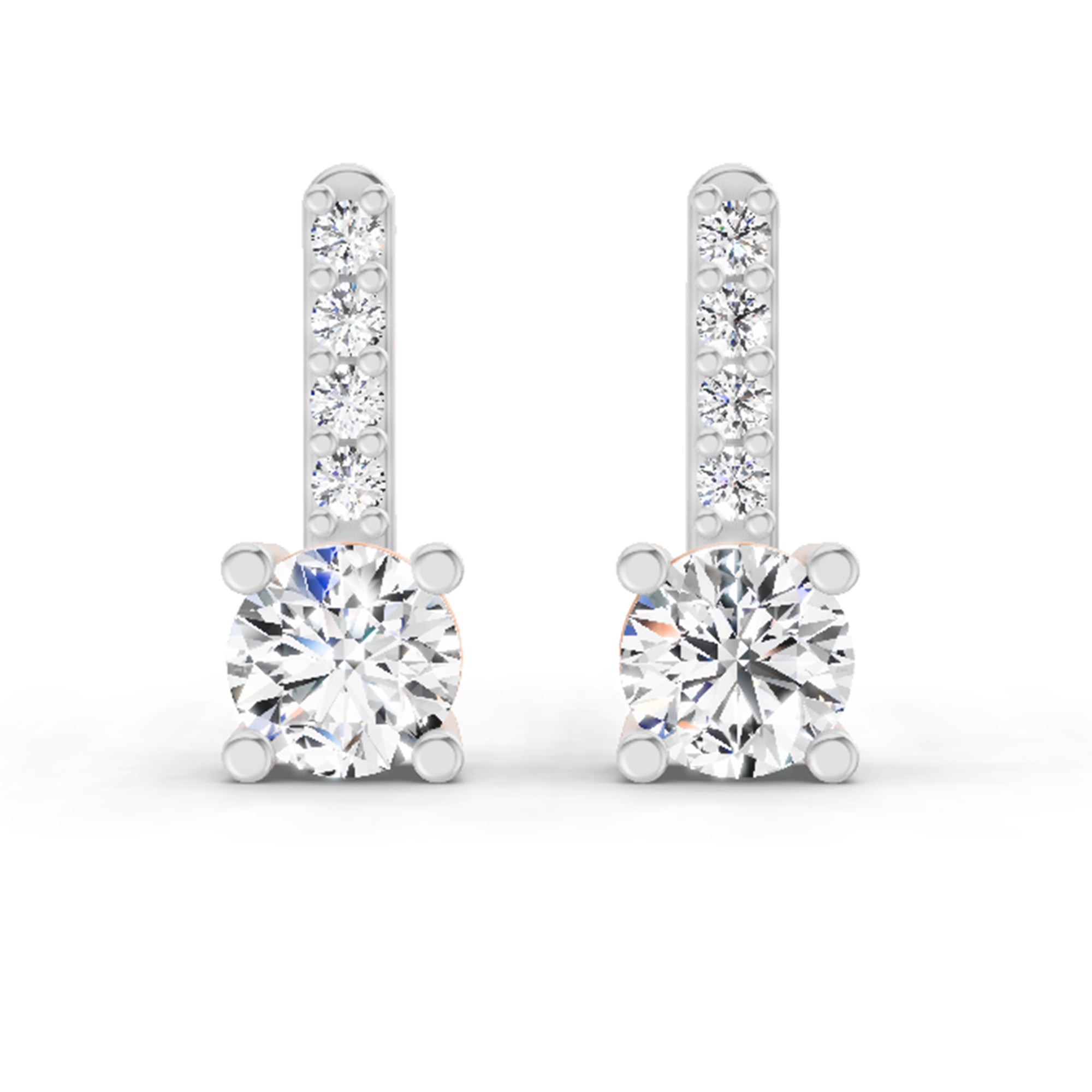 0.75 Carat Round Bar Drop Earrings 14K - Rose Gold