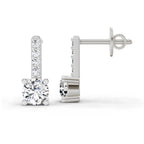 0.75 Carat Round Bar Drop Earrings 14K - White Gold