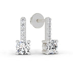 0.75 Carat Round Bar Drop Earrings 14K - White Gold