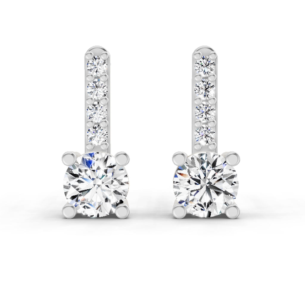 0.75 Carat Round Bar Drop Earrings 14K - White Gold