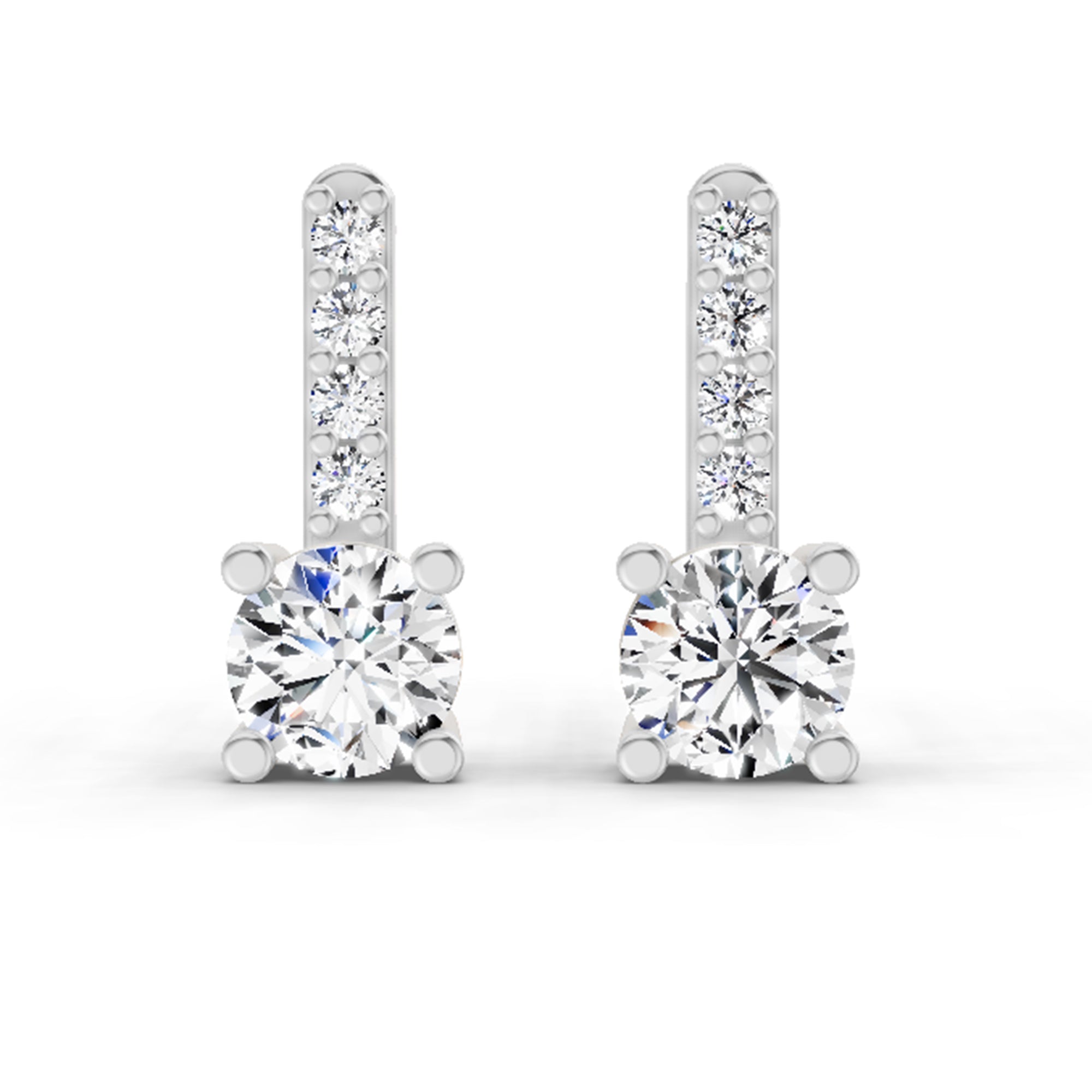 0.75 Carat Round Bar Drop Earrings 14K - White Gold