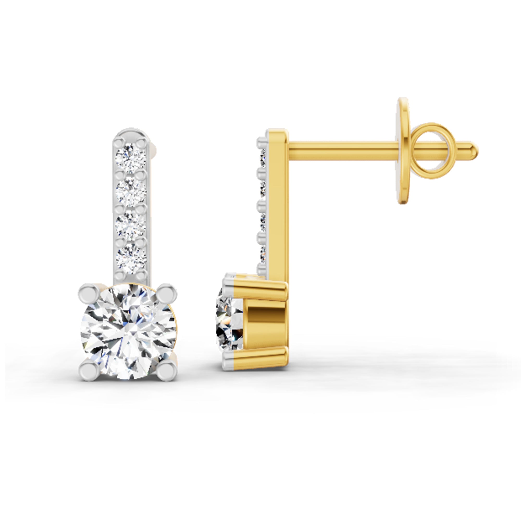 0.75 Carat Round Bar Drop Earrings 14K