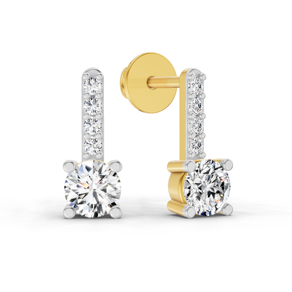 0.75 Carat Round Bar Drop Earrings 14K