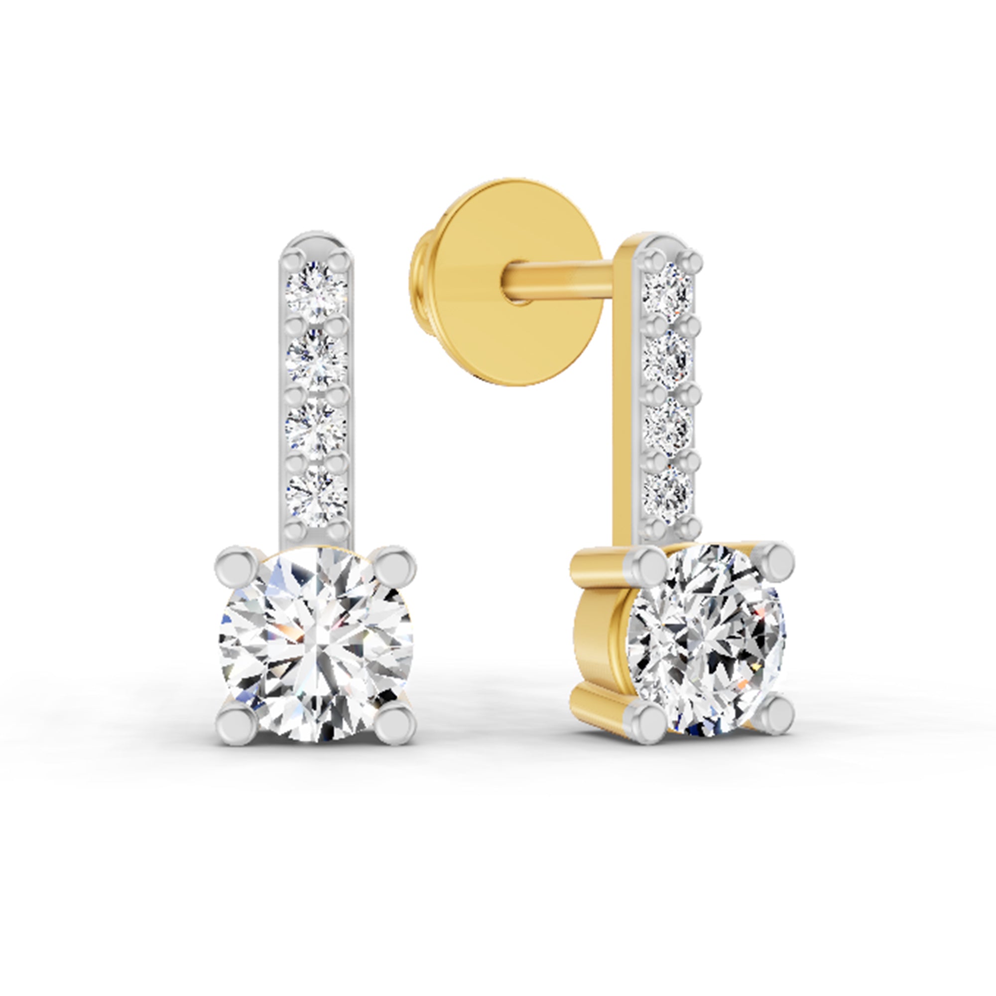 0.75 Carat Round Bar Drop Earrings 14K