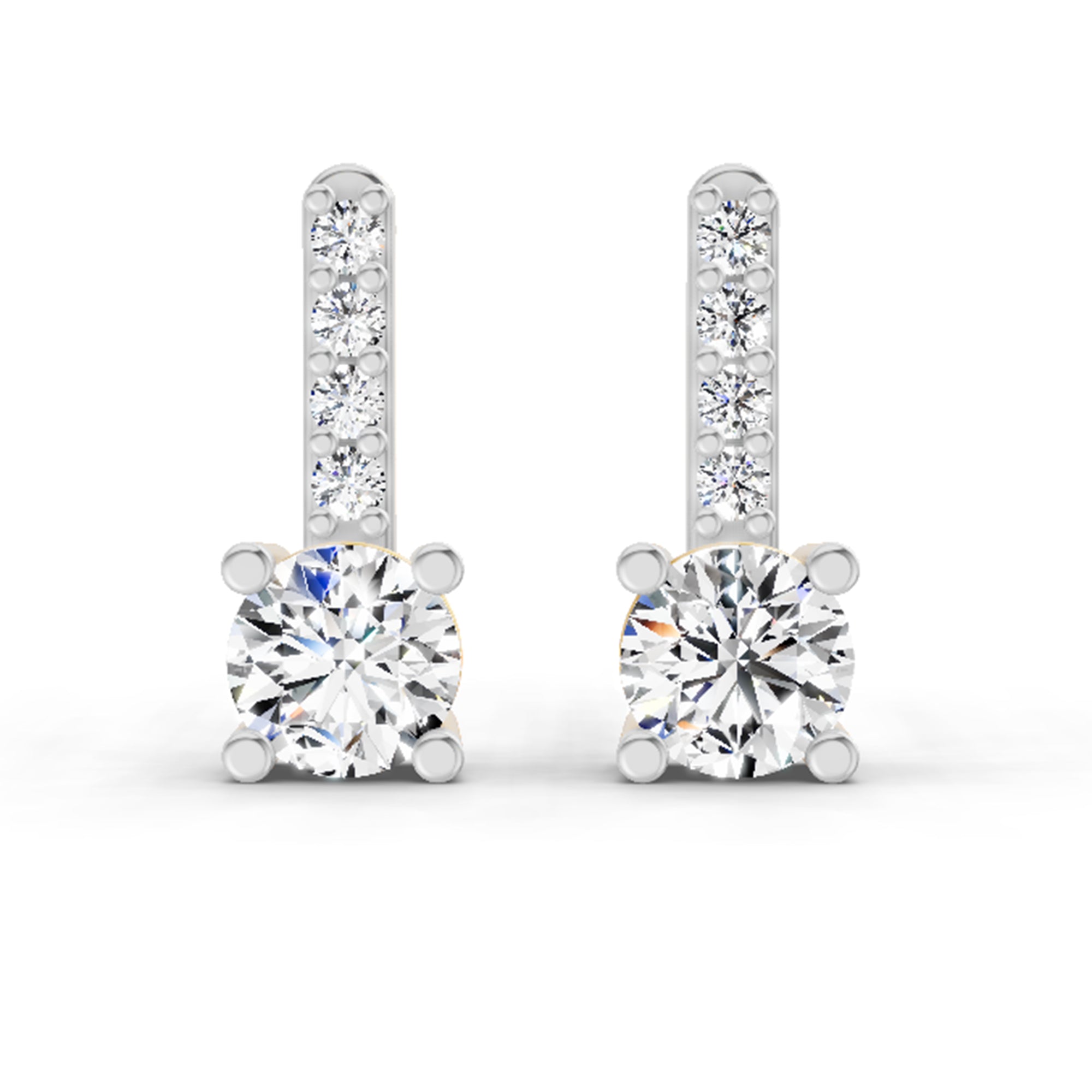 0.75 Carat Round Bar Drop Earrings 14K