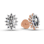 0.98 Carat Oval Shape Halo Diamond Earrings 14K - Rose Gold