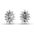 0.98 Carat Oval Shape Halo Diamond Earrings 14K - Rose Gold