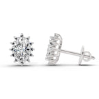 0.98 Carat Oval Shape Halo Diamond Earrings 14K - White Gold