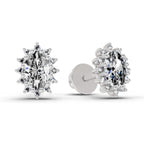 0.98 Carat Oval Shape Halo Diamond Earrings 14K - White Gold